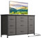 Commode de Chambre, Commode à 10 Tiroir en Tissu, Meuble TV avec Station de Charge, Meuble de Rangement pour Salon, Chambre à Coucher, Couloir, 121x39x70 cm