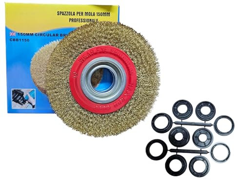 Spazzola di ferro rotonda 150 mm per mola elettrica con adattatori pulitrice filo acciaio