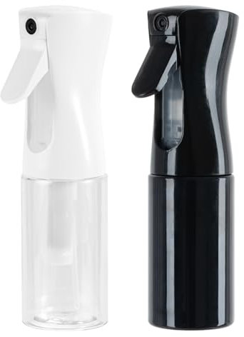 Uervoton Flacons pulvérisateurs continus Ultra Fine Mist Bouteilles d'eau vides Coiffeur Spray Bouteilles Salon Coiffeur Outil de Cheveux Pulvérisateur d'eau 200ML Noir et Transparent - 2 Pièces