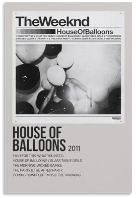 LNLEXTAR House Of Balloons The Weeknd Poster Dekorative Malerei Leinwand Wandkunst Wohnzimmer Poster Schlafzimmer Malerei,Wandkunst Bilddruck Moderne Familienzimmer Dekor 12x18inch(30x45cm)