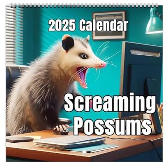 2025 Lustiger schreiender Opossum-Kalender, 2025 Opossums, Wandkalender, 12 Monate, Familienkalender, lustiger Familienplaner und täglicher Organizer, Kalender, Gag-Geschenk für Frauen, Männer,