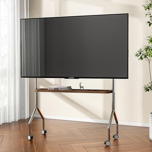 Mobile TV Stand for 43-75inch TV, Modern Corner TV Stand, Wooden Storage Shelves, Rolling TV Cart Floor Stand with Mount for Living Room Office Hotel(Style 1)