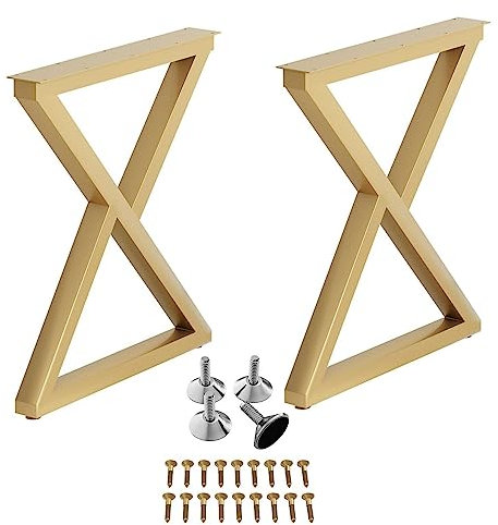 AGHXYSQ Lot de 2 Pieds de Table en métal - Pieds de Meubles - Pieds de Bureau, Pieds de Table en Acier Industriel DIY Cadre en X, Pieds de Meubles Robustes 71 cm x 60 cm, Pieds de Table à