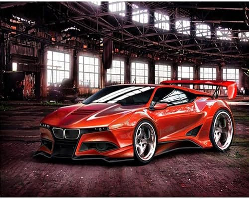 ZHXXFD Peinture Par Numero Adulte Voiture De Sport Rouge Avec Cadre 40X50Cm Kits De Peinture Acrylique Par Numéros Sur Toile Pour Enfants,B4