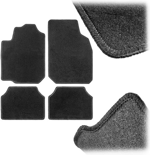 KADAX Universal Autofußmatten, 4-teiliges Set, Fußmatten aus Velours mit Rutschfester Unterseite, Autoteppiche, Zubehör für Auto, Automatten (Schwarz)