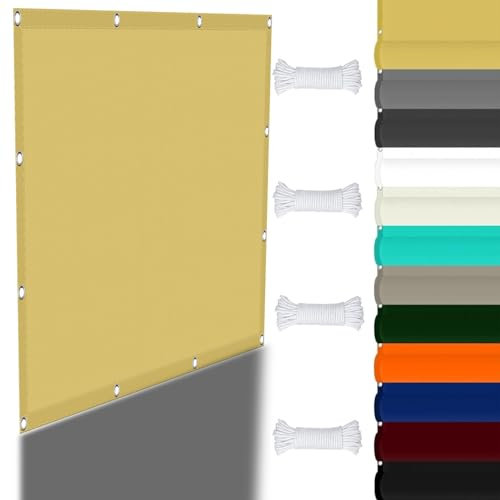 Sonnensegel, groß, rechteckig, wasserdicht, Polyester, 1,4 x 9 m, für Garten/Hof/Pool, cremefarben, mit Ösen