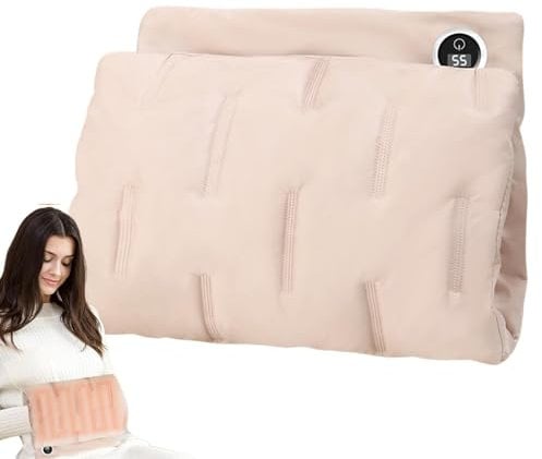 Rechargeable Heated Hand Warmer Bag, Double-Sided Heating Pouch for Winter, Comfortable Soft Portable Hand Warmer Gloves, Skiing, Hiking, Beige, Green