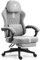 MEENICE Gaming Stuhl Stoff mit Taschenfederkissen und Kühlung Gel, Massage Gaming Sessel mit Fußstütze, Ergonomischer Game Stuhl Hohe Zurück für Erwachsene Grau