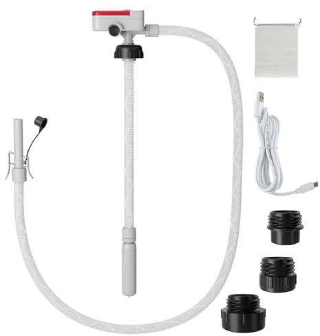 COSTWAY Pompa di Trasferimento del Carburante con Sensore di Arresto Automatico, Pompa Travaso Gasolio Elettrica a Batterie o Ricaricabile con Adattatore di 3 Dimensioni, con Infusione di 12L/min
