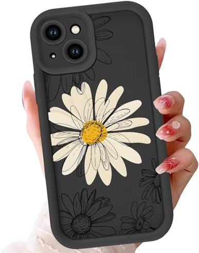 Kivlclri Cover per Apple iPhone 14 6,1 Pollici, Custodia con Aesthetic Fiori Crisantemo Motivo Disegni Ragazze Donne Cellulare, Silicone TPU Bumper Antiurto Protettiva Phone Case per iPhone 14 Cover
