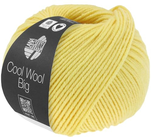LANA GROSSA Cool Wool Big | Extrafeine Merinowolle waschmaschinenfest und filzfrei | Handstrickgarn aus 100% Schurwolle (Merino) | 50g Wolle zum Stricken & Häkeln | 120m Garn FB 1028