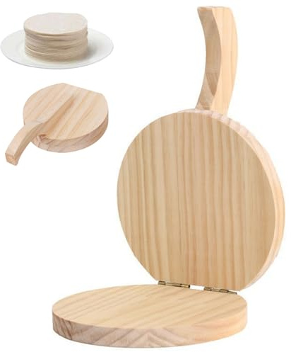 Tortilla Press Natural Holz Tortilla Press 6.5 '' rund Mais mit Griff -Teig -Werkzeug für hausgemachte mexikanische Tortillera, Roti, Chapati, Taco, Pataconera.