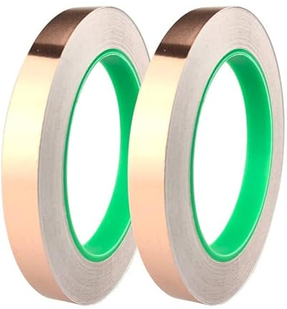 Dolaso 2 Rollen Kupferband Selbstklebend, 20m x 10mm Kupferfolie Klebeband Leitfähig Copper Foil Tape, Kupferfolienband für Elektro Reparatur Löten Basteln