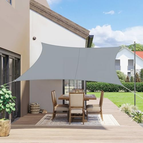 SUNNY GUARD Sonnensegel Wasserdicht 3x4m Rechteckig Sonnenschutz Wetterschutz Segel Baldachin UV Schutz für Balkon Terrasse Garten, Dunkler Hellgrau