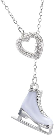 TEAMER Halskette mit 3D-Kristallen, Schlittschuh-Halskette, Eiskunstlauf-Herz-Anhänger, inspirierender Schmuck für Damen
