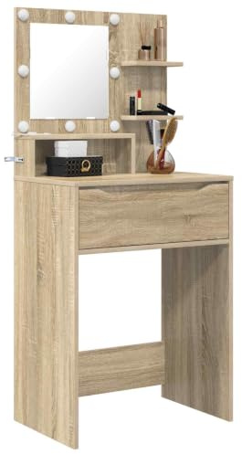 vidaXL Schlafzimmer-Frisiertische Sonoma-Eiche 80 x 39,6 x 135 cm, Stylischer Schminktisch, kompakt mit viel Stauraum, Spiegel und praktischen Schubladen für modernes Wohnen