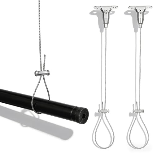 2 Stück Duschstangenhalter Edelstahl Duschstangen Deckenhalterung 1,5m Verstellbar Stangenhalterungen Deckenmontierter Kleiderstangenhalter für L-Förmige Gebogene oder Gerade Stangen