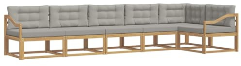 vidaXL Outdoor-Sofagarnitur 4 pcs Weiß und Hellgrau Polyester, Akazien-Lounge-Set, moderner Outdoor-Sofa, langlebiges modulares Sofa, wetterfester Garten-Sitz