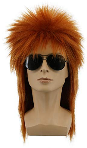 Yuehong Mullet Stil Heavy Metal Halloween 70er 80er Jahre Rot Orange Perücke Für Männer Frauen Spiked Rocker
