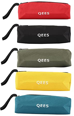 5 Pcs Small Tool Bags, Portable Canvas Zipper Tool Pouch Bag, Multi Tool Organiser Storage Pouch Bags Open Mouth for Pliers Wrench Screwdriver Utility Knife Scissors Pencil Storage (5 Colors)