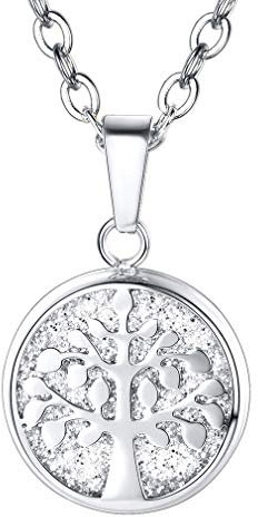 FaithHeart Collana Albero della Vita Donna Uomo Ciondolo Personalizzaabile Albero della Vita Conchiglia Naturale Medaglia Acciaio/Oro/Nero Amuleto di Protezione Catena Regolabile Confezione Regalo