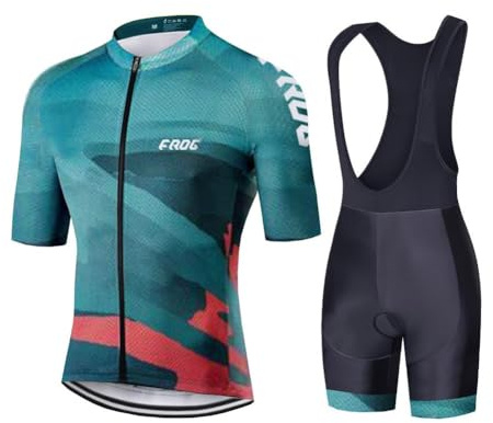 UGLY FROG Fahrradtrikot Set Kurzarm Trikot + Radlerhose mit Sitzpolster aus Atmungsaktiv und Schnell Trockend Stoff für Fahrrad Rennrad MTB