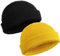 SATINIOR 2 Stücke Trawler Mütze Fleece Uhr Kapp Roll Up Kante Schädeldecke Wintermütze Unisex (Schwarz, Gelb)