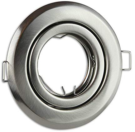 10x Einbaustrahler Rahmen Set silber rund schwenkbar super flach - Einbaurahmen für GU10 MR16 Leuchtmittel - Ø80-85mm Bohrloch Einbau-Spot Strahler Einbauleuchte