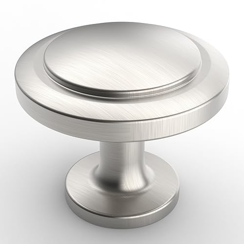 FURNIWARE 12 Pack Cabinet Hardware Sturdy Knobs, Kitchen Door Cabinet Brushed Satin Nickel Antique Solid Knobs - 1-1/4 (30mm) Diameter