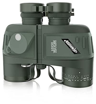 Aomekie Binocolo Professionale 10x50 Impermeabile Militare Professionale Con Bussola Multifunzione Oscillante Adatto Al Bird Watching Caccia Vela Con Tracolla e Pacchetto
