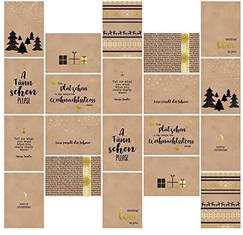 Weihnachtspostkarten - Kraftpapier mit Goldfolie