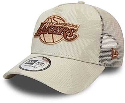 New Era Los Angeles Lakers NBA Multi Camo Beige A-Frame Adjustable Trucker Cap - One-Size