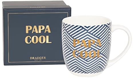 DRAEGER PARIS 1886 | Mug en Céramique Bleu Papa Cool | Cadeau Famille Fête des Pères Anniversaire Noël | Design Chic | 320 ml | Message à l’Or | Coffret Cadeau Élegant | Lavable Lave-vaisselle