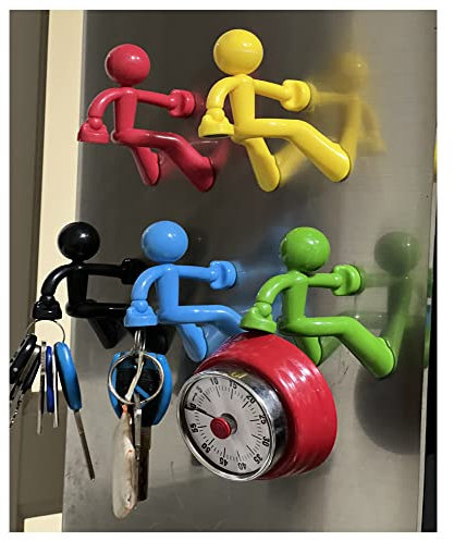 Cyen 4PCS Magnets Key Holder Wall Climbing Key Hook Creative Acrylic Fridge Magnets Holder Home Storage Key Holders Magnetic Key Man Hook