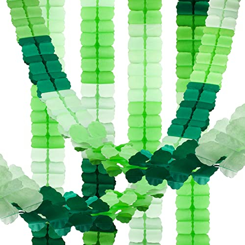 6 Pcs Partygirlanden Grün Deko Banner Papier Hängende Dekorationen für St.Patrick’s Day Geburtstag Taufe Kommunion Konfirmation Karneval Fasching Fastnacht Hawaii Party usw.