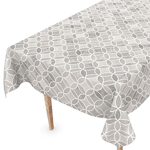 Tischdecke abwaschbar Wachstuch Wachstuchtischdecke 260 x 140cm Schnittkante Kaleidoskop Grau pflegeleicht