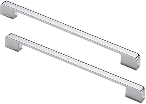 Lot de 5 poignées de porte de 224 mm - En alliage de zinc chromé brillant - Style américain - Pour tiroir, armoire, armoire de cuisine