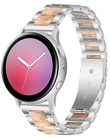 Gheper Bracelet de Montre en Résine et Acier Inoxydable 20mm Compatible avec Samsung Galaxy Watch 7 FE/6/5/4 44mm 40mm/Active 2/Active1/42mm/3 41mm