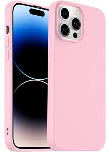 EKAM Shockproof Liquid Silicone Case Compatible with iPhone 14 6.1 inch, Microfiber Lining 3 Layer Hybrid Drop Protection Anti-Shock Cover Gel Rubber Case for iPhone 14 (Sand Pink)