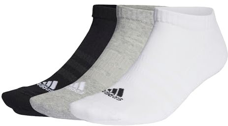adidas Mixte Cushioned Low-Cut Socks 3 Pairs, Medium Grey Heather / White / Black, 8.5-10