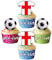 AK Giftshop PRE-CUT England Football Edible Cupcake Toppers Cake Decorations Euro World Cup (12 Pack)