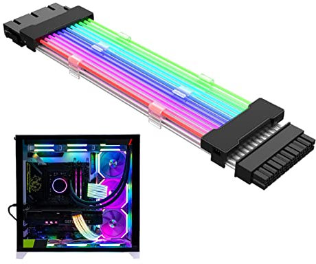 Joberio Cavi di alimentazione RGB, kit di prolunga cavo GPU da 14,37 pollici, striscia led al neon per cavo scheda madre, cavi RGB indirizzabili per componenti interni PC