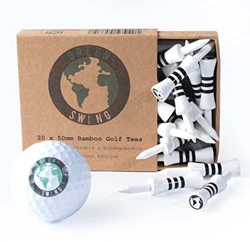 Green Swing Bamboo Golf Tees 50mm | Strong Sustainable Biodegradable | 20pcs