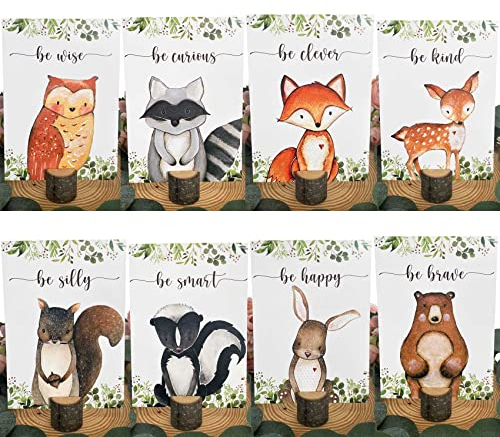8 Stück Wald-Tafelaufsätze, Waldtier-Babyparty für Tischdekorationen, Wald-Themen-Geburtstagsparty-Zubehör, wilde Party-Dekorationen für Jungen, Mädchen, Kinder, Waldschilder