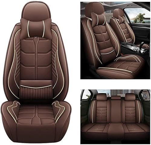 maiqiken Autositzbezug Für KIA Sportage 2005-2024 Komplettset 5 Sitze Allwettereinsatz Auto Ledersitzbezug Braun