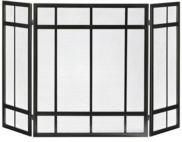 Feuerschirm 3-Panel-Kaminschutz, Kaminschutz for das Wohnzimmer, Metall-Brandschutzzaun Funkenschutz