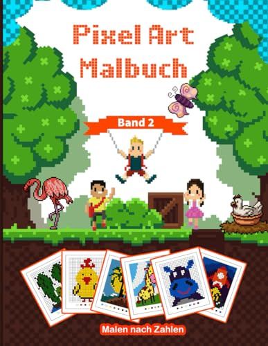 Pixel Art Malbuch für Kinder: Das tolle Aktivitätsbuch Malen Nach Zahlen | Malbuch mit Pixeligen Mustern | 39 Malvorlagen Mit Korrektur, Band 2