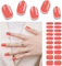 Foyute Semi Cured Gel Nail Strips, 20 Pcs Soft Self-Adhesive Gel Nail Polish Wraps Sticker for Salon-Quality Manicure Set,Long Lasting,Easy to Apply & Remove, Nail File & Wooden Stick