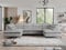 MKS MEBLE Sofa U, Wohnlandschaft U-Form, Ecksofa mit Schlaffunktion und Bettkasten, Schlafsofa mit Bettkasten, Couch mit Verstellbare Kopfstützen - Pedro U - Hellgrau Velvet Hydrophob