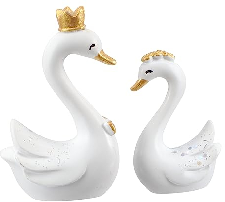 PRETYZOOM 2St Schwan-Ornamente Paar Schwanenverzierung Paar Schwanenskulpturen Wohnkultur Schwanenschmuck aus Harz Geburtstagskuchen Statue Modell